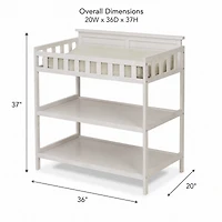 Sorelle Farmhouse Changing Table with Pad and Shelves, Weathered