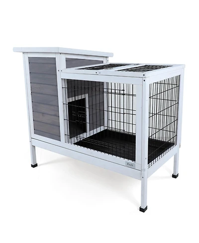 Streamdale Furniture Two-Tier Wooden Rabbit Cage with Runway and Leak-Proof Tray