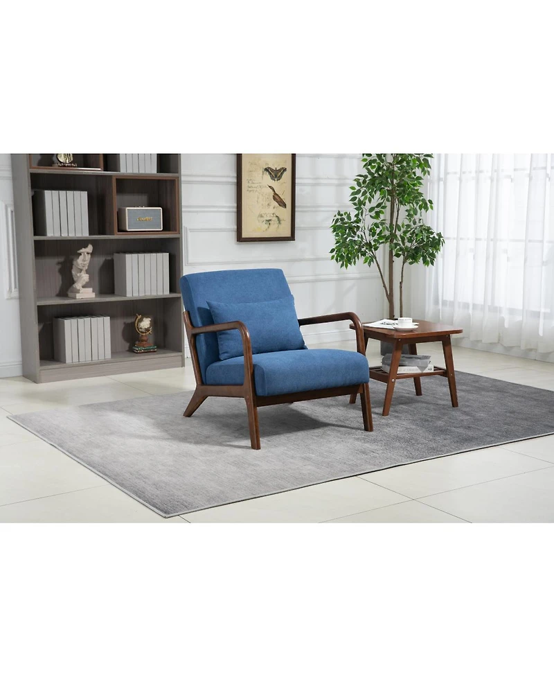 Streamdale Furniture Mid-Century Modern Wood Frame Accent Chair with Waist Cushion