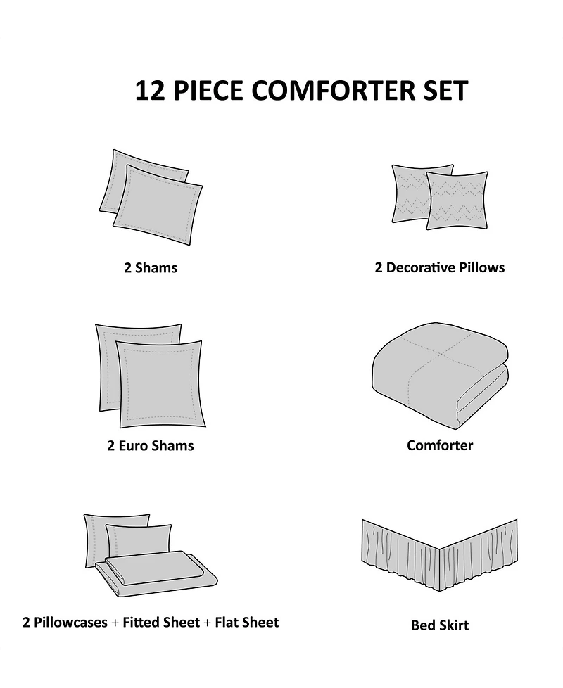 Madison Park Emilia Jacquard 12-Pc. Comforter Set, California King