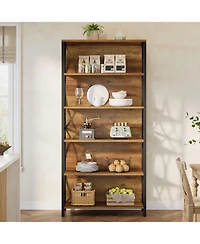 Slickblue 70.87 Inch Industrial Bookcase with 6 Tier Storage Shelves