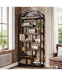 Slickblue Open Shelf Industrial Bookcase with Arched Design for Home Storage