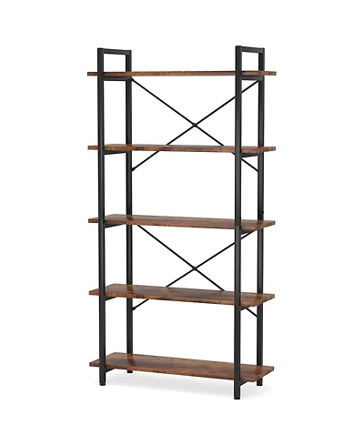 Slickblue Modern Industrial Bookshelf with Five Levels for Books and Accessoriess