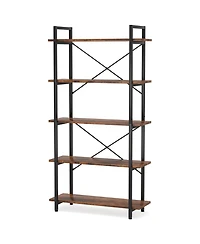 Slickblue Modern Industrial Bookshelf with Five Levels for Books and Accessoriess