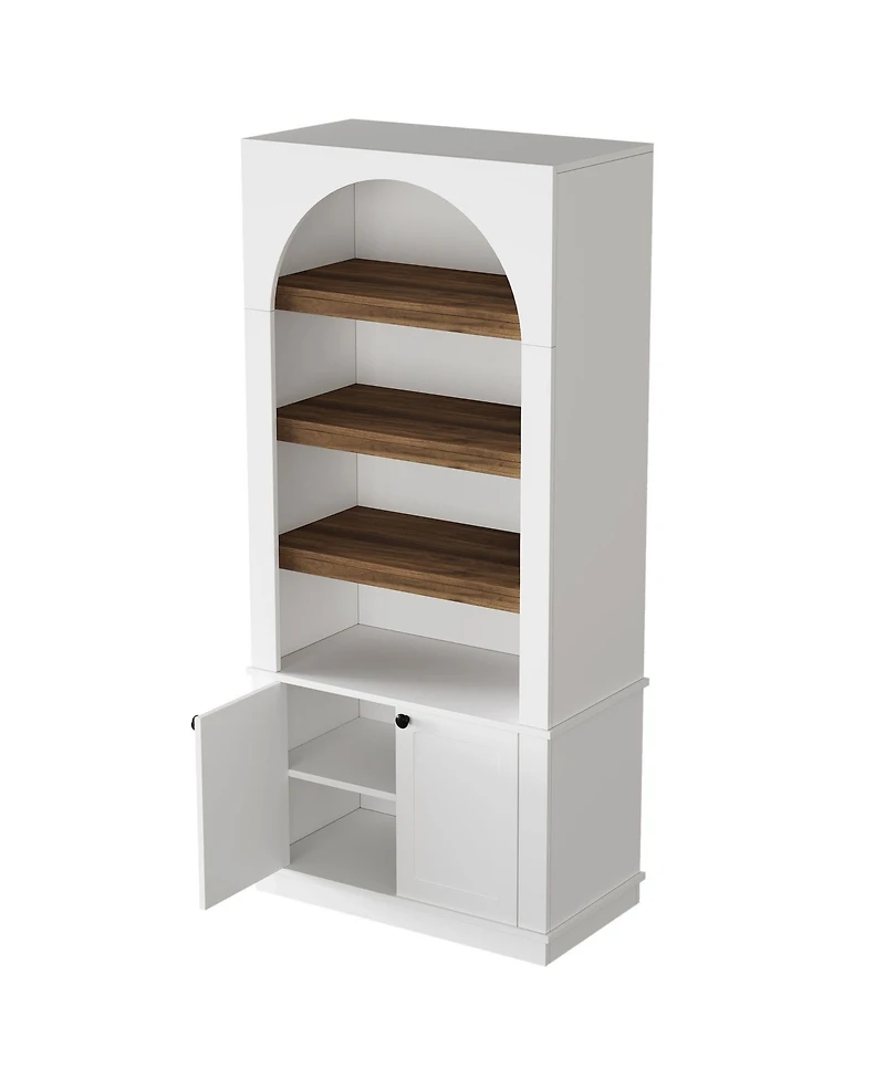 Slickblue 71 Inch Modern 6-Tier Bookcase with Doors for Home or Office