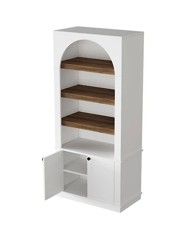 Slickblue 71 Inch Modern 6-Tier Bookcase with Doors for Home or Office