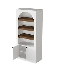 Slickblue 71 Inch Modern 6-Tier Bookcase with Doors for Home or Office