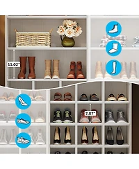 Slickblue Freestanding Shoe Cabinet Holds 24 Pairs with Side Hooks