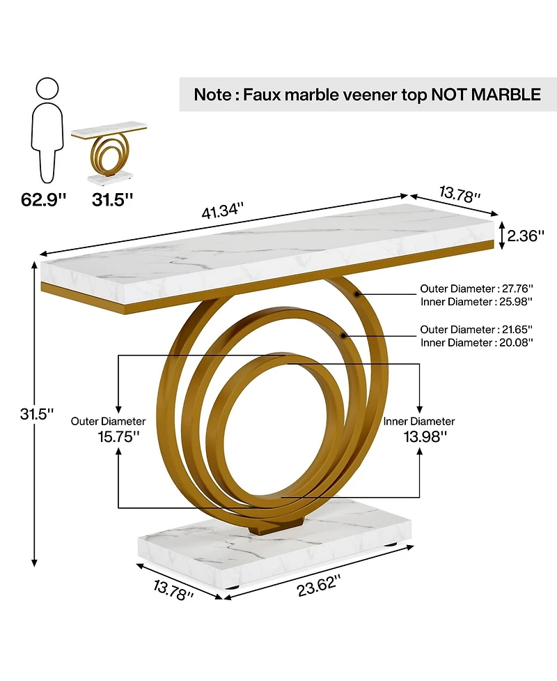 Slickblue Modern Narrow Console Table with Ring Base for Entryway and Living Room Use