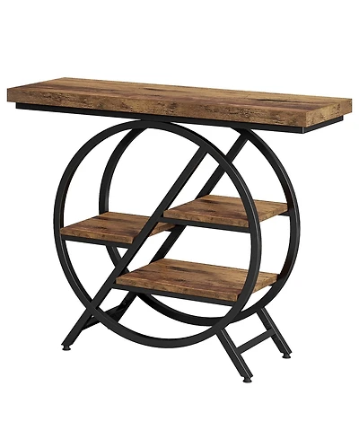 Slickblue 39.3" 4-Tier Console Table with Geometric Metal Frame