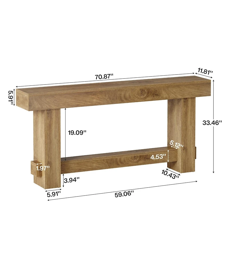Slickblue Farmhouse Wooden Console Table, Sofa Table for Entryway and Hallway