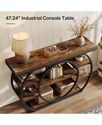 Slickblue 5-Tier Metal Frame Industrial Console Table, Sofa Table for Entryway and Hallway