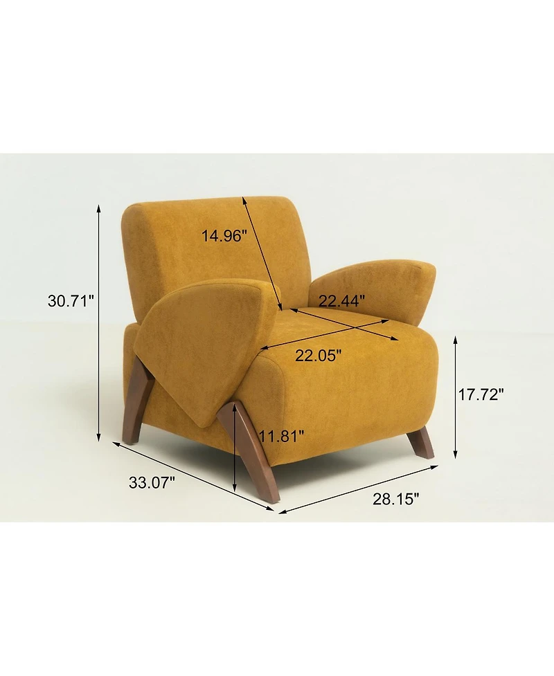 Streamdale Furniture Velvet Accent Chair with Birch Legs, Turmeric
