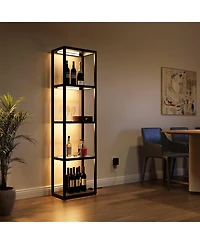 Slickblue Modern Floor Lamp with Glass Shelves and Built In Led Light