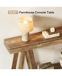Slickblue Farmhouse Entryway Console Table, 2-Tier Behind Sofa Table with Storage Shelves