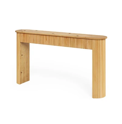 Slickblue Fluted Solid Wood Entryway Console Table with Retro Accent Design