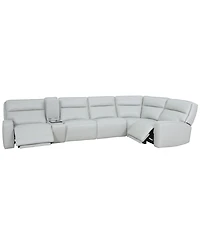 Zackary 6-Piece L Shape Leather Sectional with 2 Power Motion & Console, Macy's Exclusive