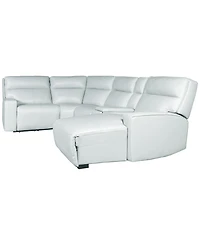 Zackary 5-Piece Leather Chaise Sectional with 3 Power Motion & Console, Macy's Exclusive