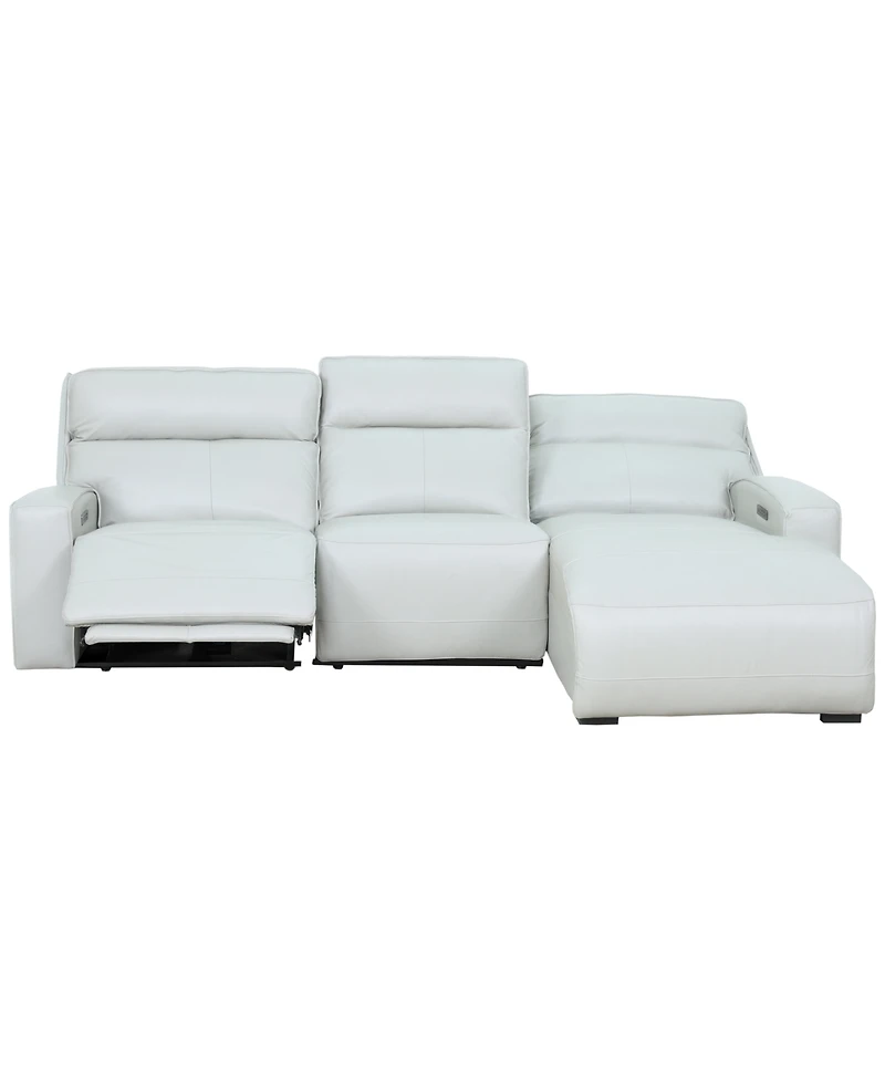 Zackary 3-Piece Leather Chaise Sofa with 2 Power Motion, Macy's Exclusive