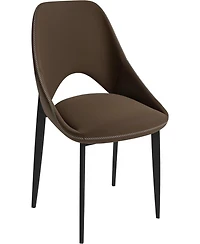 LeisureMod Amalfi Upholstered Fabric Dining Chair Set of 2 Modern Side with Iron Legs, Mid-Century Accent for Room or Kitchen