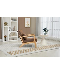 Streamdale Furniture Mid-Century Modern Wood Frame Accent Chair with Waist Cushion