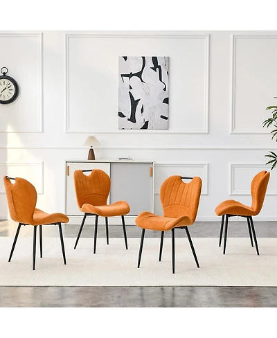 Streamdale Furniture Set of 4 Fabric Dining Chairs with Metal Frame