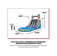 Pop Jump Ice Pop 24' Dual Lane Center Climb Waterslide with Attached Pool