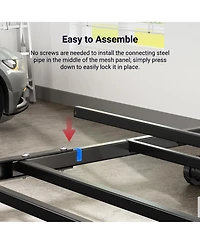Fleximounts 4x8ft Overhead Garage Storage Rack with 6 Hooks, 22.6" -39.4" Ceiling Dropdown, Lite Series