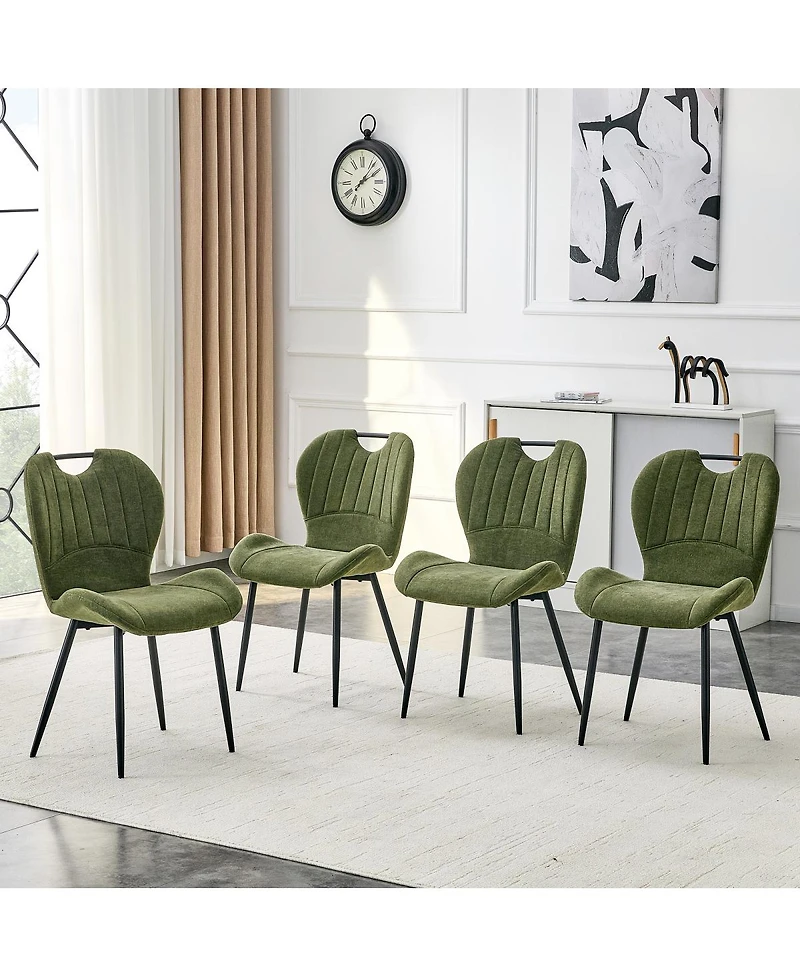 Streamdale Furniture Set of 4 Fabric Dining Chairs with Metal Frame