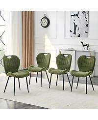 Streamdale Furniture Set of 4 Fabric Dining Chairs with Metal Frame
