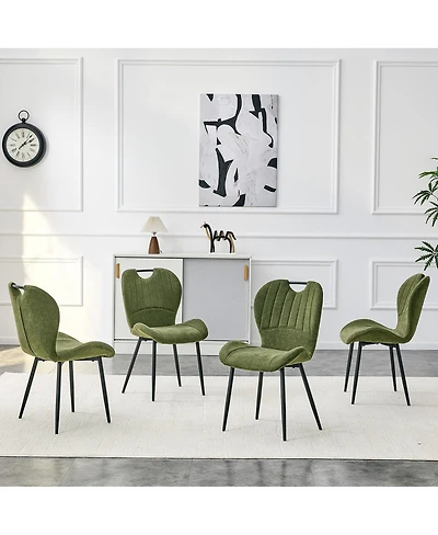 Streamdale Furniture Set of 4 Fabric Dining Chairs with Metal Frame