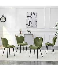 Streamdale Furniture Set of 4 Fabric Dining Chairs with Metal Frame