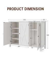 homfan Farmhouse Shoe Storage Cabinet with 3 Barn Doors, Freestanding Narrow Shoe Rack Organizer with Adjustable Shelves, Ideal for Entryway