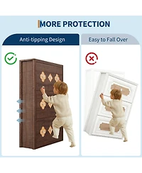 homfan Slim Shoe Cabinet with 3 Flip Drawers, Hollow Floral Design and Diamond Handles, Freestanding Hidden Organizer for Hallway Foyer