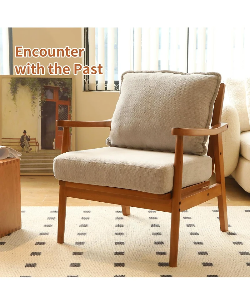 Streamdale Furniture Cute Fabric Accent Chair with Solid Wood Frame