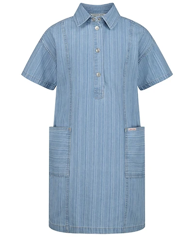 Calvin Klein Girls' 7-16 Short-Sleeve Button-Front Denim Shirt Dress