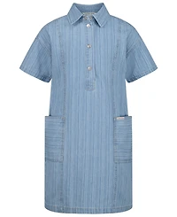 Calvin Klein Girls' 7-16 Short-Sleeve Button-Front Denim Shirt Dress