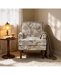 Streamdale Furniture Floral Upholstered Armchair with Nailhead Trim and Legs