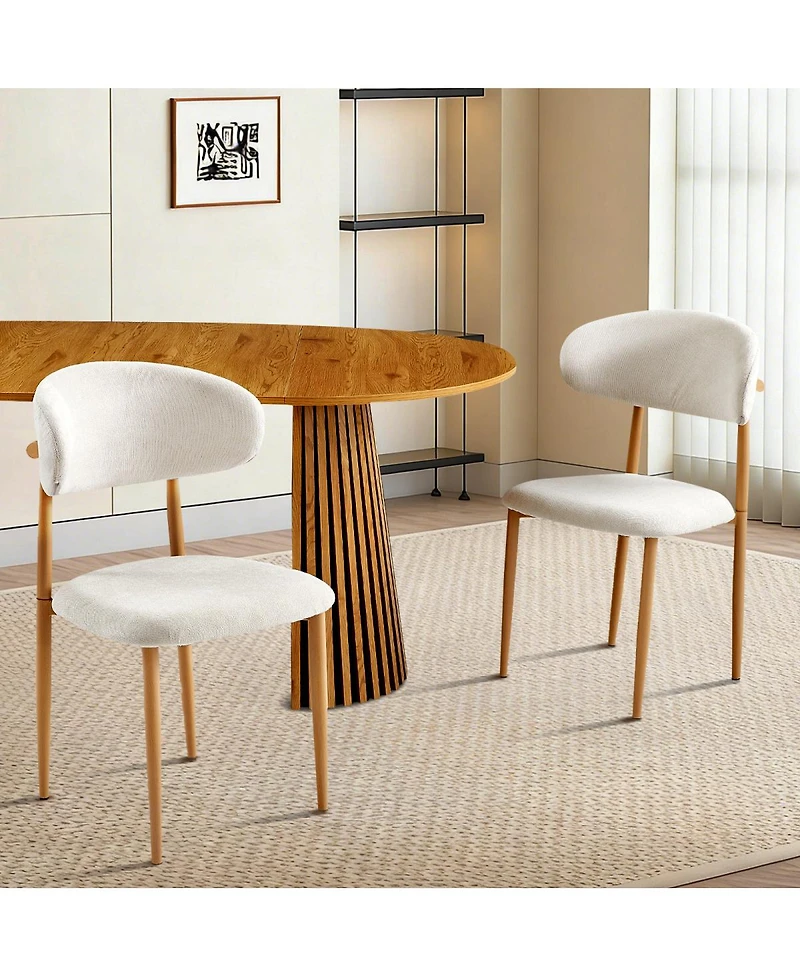 Streamdale Furniture 2 Piece Mid-Century Modern Linen Dining Chair Set