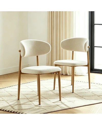 Streamdale Furniture 2 Piece Mid-Century Modern Linen Dining Chair Set
