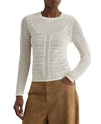 Reiss Women's Pointelle-Knit Long-Sleeve Top