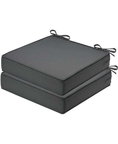 Waterproof Outdoor Chair Cushions Set of 2 - Thick 600D Oxford Foam Seat Pads with Ties for Garden Sofa or Patio, 22"x22"x4"