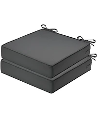 Waterproof Outdoor Chair Cushions Set of 2 - Thick 600D Oxford Foam Seat Pads with Ties for Garden Sofa or Patio, 22"x22"x4"