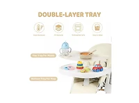 Kinder King BabyKinder Convertible Baby High Chair with Wood Grain Removable Double Tray and Easy Clean Design