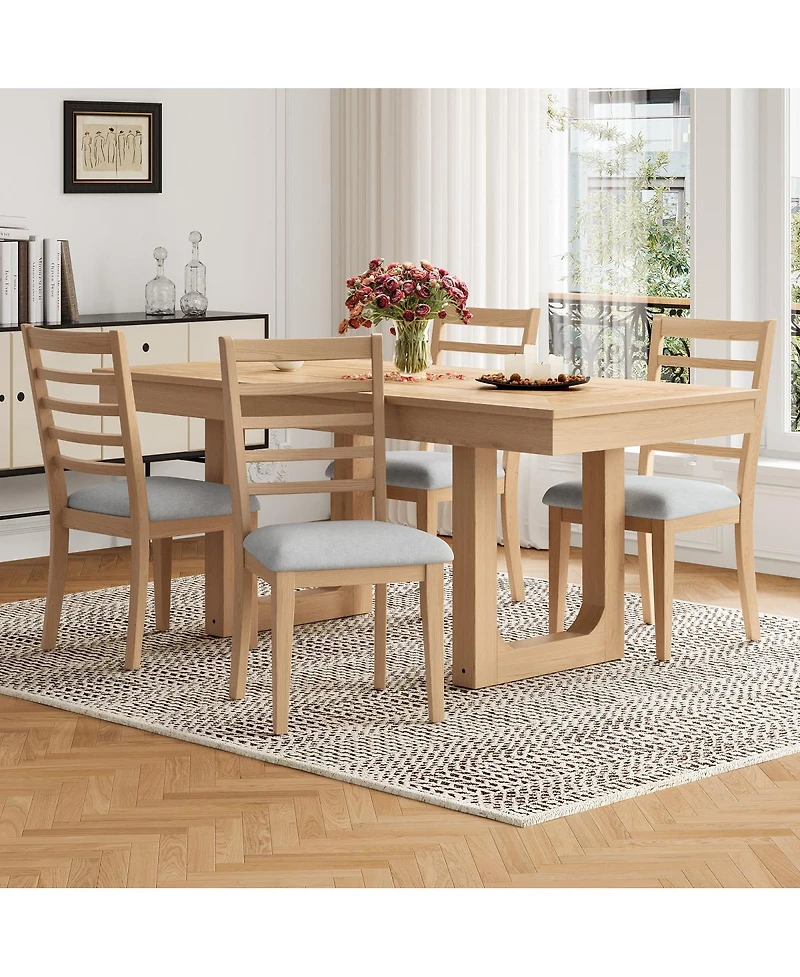 Streamdale Furniture 4 Piece Farmhouse Upholstered Ladder Back Dining Chairs Set