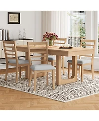 Streamdale Furniture 4 Piece Farmhouse Upholstered Ladder Back Dining Chairs Set