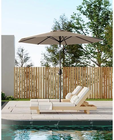 gaomon 9FEET Outdoor Patio Umbrella, Table Market Umbrella, Protection Waterproof for Garden, Deck, Tan (No Base)