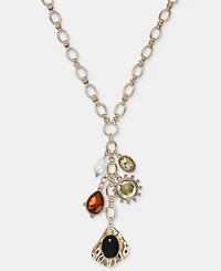 I.n.c. International Concepts Sculptural Cushioned Stone Charm Lariat Necklace, 20-1/2" + 3" extender, Macy's Exclusive