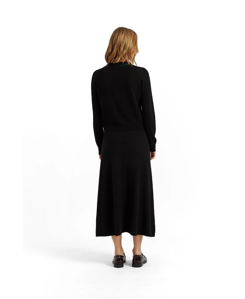 Chinti and Parker Women's Wool-Cashmere Snoopy Peep Cardigan