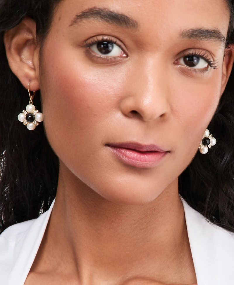 Charter Club Glass and Faux Pearl Leverback Drop Earrings, Macy's Exclusive